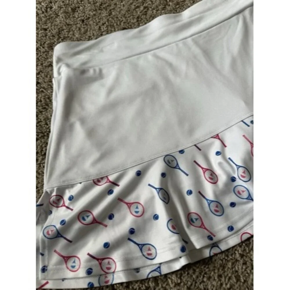 Grand Slam Perforance White Colorful Tennis Skorts Shorts Back Pocket Size XL